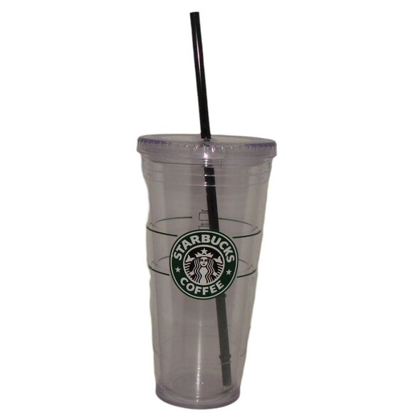 Starbucks Acrylic Cold Cup Clear Tumbler Screw Top Lid With Straw Add Ons 20 oz - Picture 1 of 9